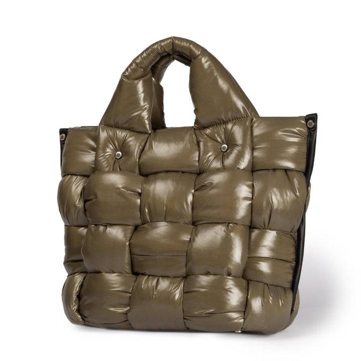 Roberta Gandolfi Greta large borsa in tessuto antigoccia imbottita ed intrecciata a mano con finiture in pelle Duty-free