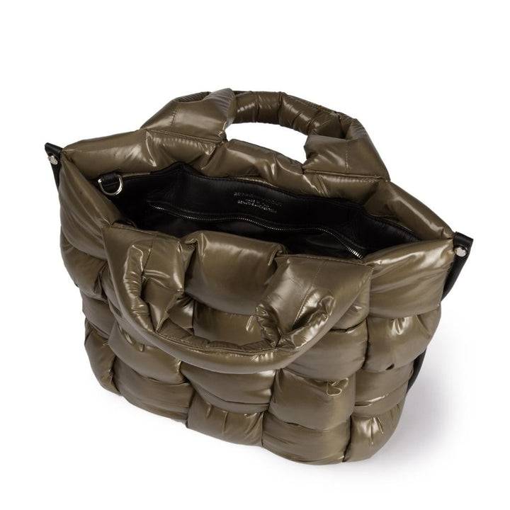 Roberta Gandolfi Greta large borsa in tessuto antigoccia imbottita ed intrecciata a mano con finiture in pelle Duty-free