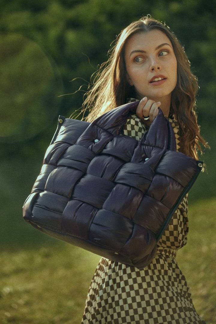 Roberta Gandolfi Greta large borsa in tessuto antigoccia imbottita ed intrecciata a mano con finiture in pelle Sconti questo mese