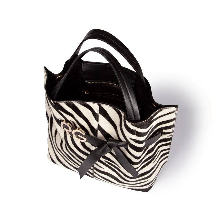 Roberta Gandolfi Dafne pony Large borsa a mano in pelle stampa animalier con tracolla staccabile Negozio