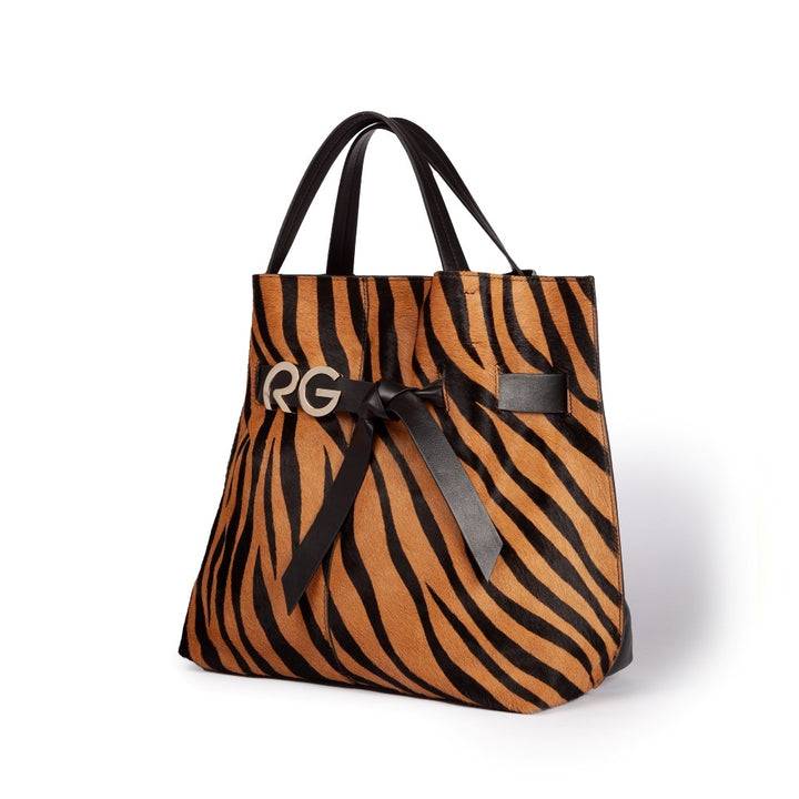 Roberta Gandolfi Dafne pony Large borsa a mano in pelle stampa animalier con tracolla staccabile In Saldo