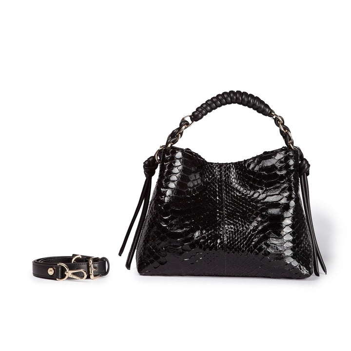 Roberta Gandolfi Amina Pitone small borsa a mano in pitone con finiture in pelle manico tubolare fasciato e tracolla staccabile Offerta temporanea