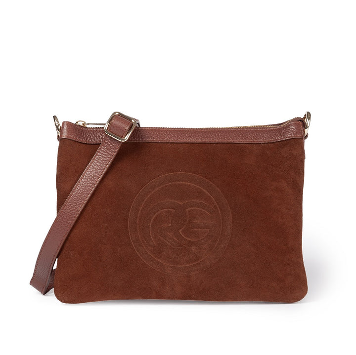 Roberta Gandolfi Alice small borsa in camoscio e pelle martellata con tracolla regolabile e staccabile Liquidazione