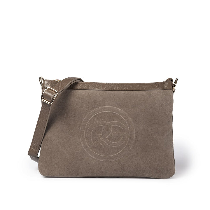 Roberta Gandolfi Alice small borsa in camoscio e pelle martellata con tracolla regolabile e staccabile Comprane uno, ottenene uno gratis