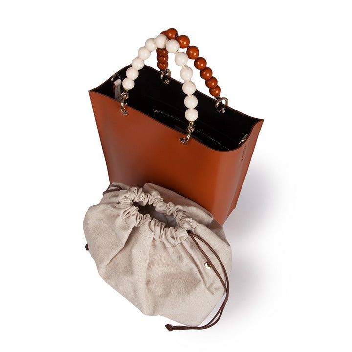 Roberta Gandolfi Zoe Tote bag in pelle bicolor e manicI gioiello Solo un giorno rimasto