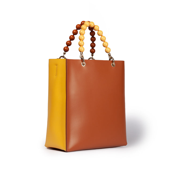 Roberta Gandolfi Zoe Tote bag in pelle bicolor e manicI gioiello Super sconto