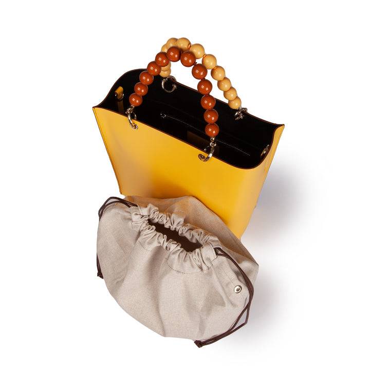 Roberta Gandolfi Zoe Tote bag in pelle bicolor e manicI gioiello Super sconto