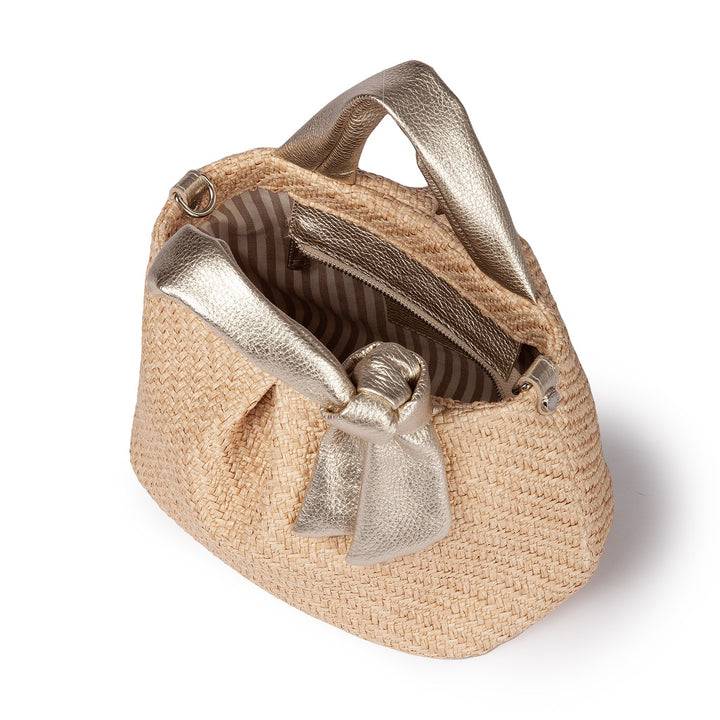 Roberta Gandolfi Matilde Handbag in rafia e pelle con tracolla staccabile Sconto di tempo limitato