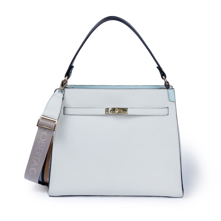 Roberta Gandolfi Frida Satchel in pelle martellata con tracolla logata in tessuto regolabile Offerta migliore