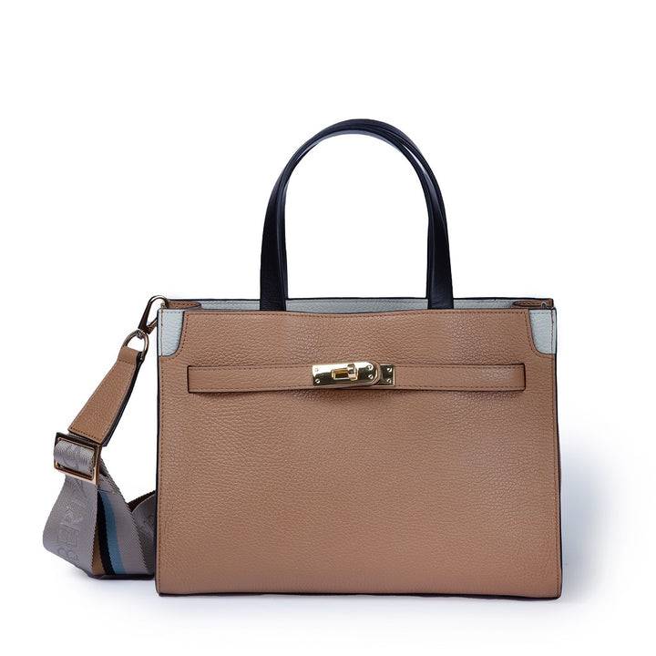 Roberta Gandolfi Frida Handbag in pelle martellata con tracolla logata in tessuto regolabile Latest fashion
