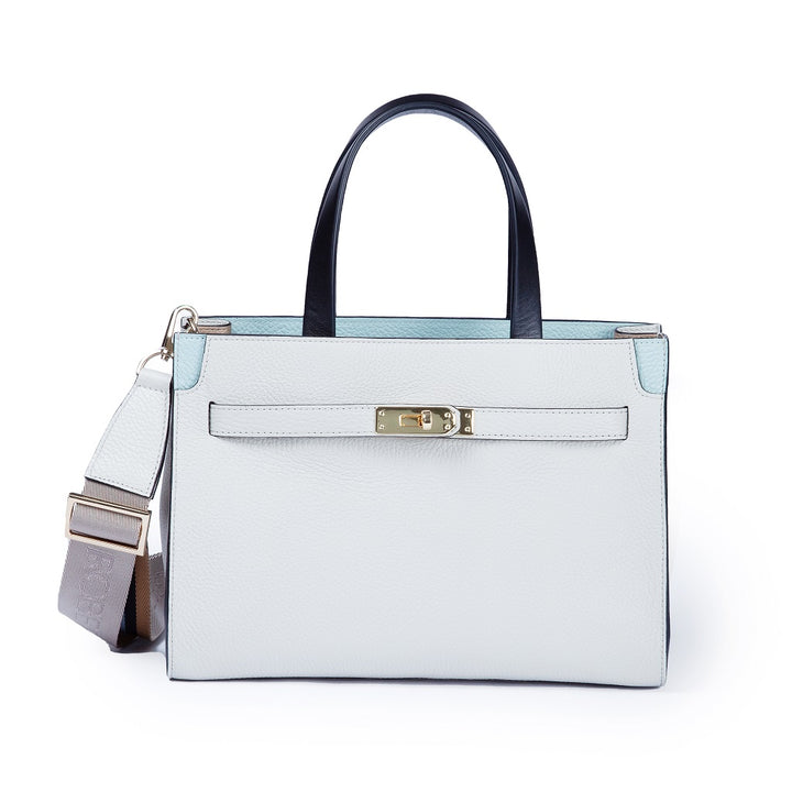 Roberta Gandolfi Frida Handbag in pelle martellata con tracolla logata in tessuto regolabile Online Outlet