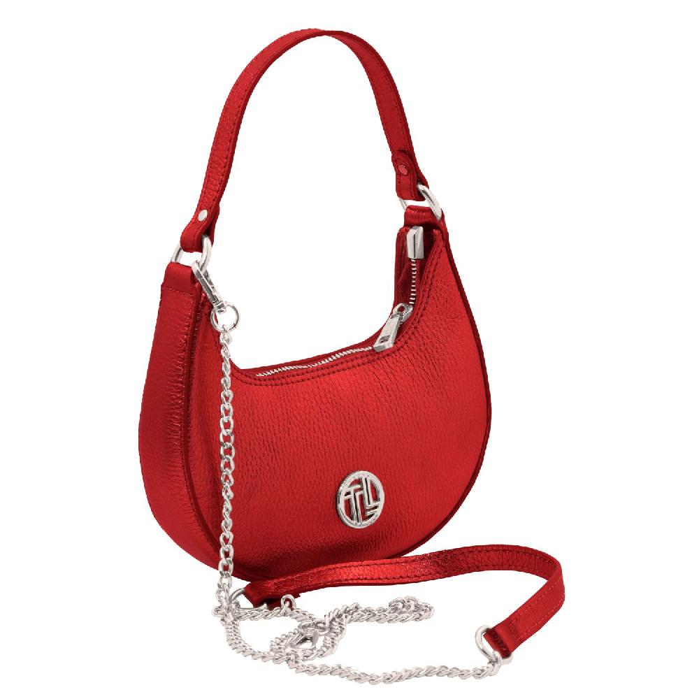 Tuscany Leather Bolso a Mano en Piel Metallic et Bandolera de Cadena Nuova