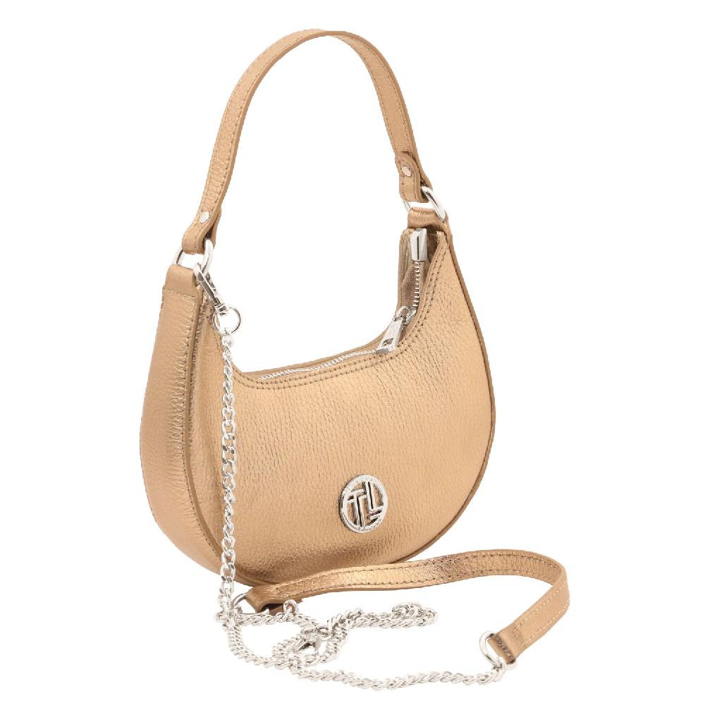 Tuscany Leather Bolso a Mano en Piel Metallic et Bandolera de Cadena Moda