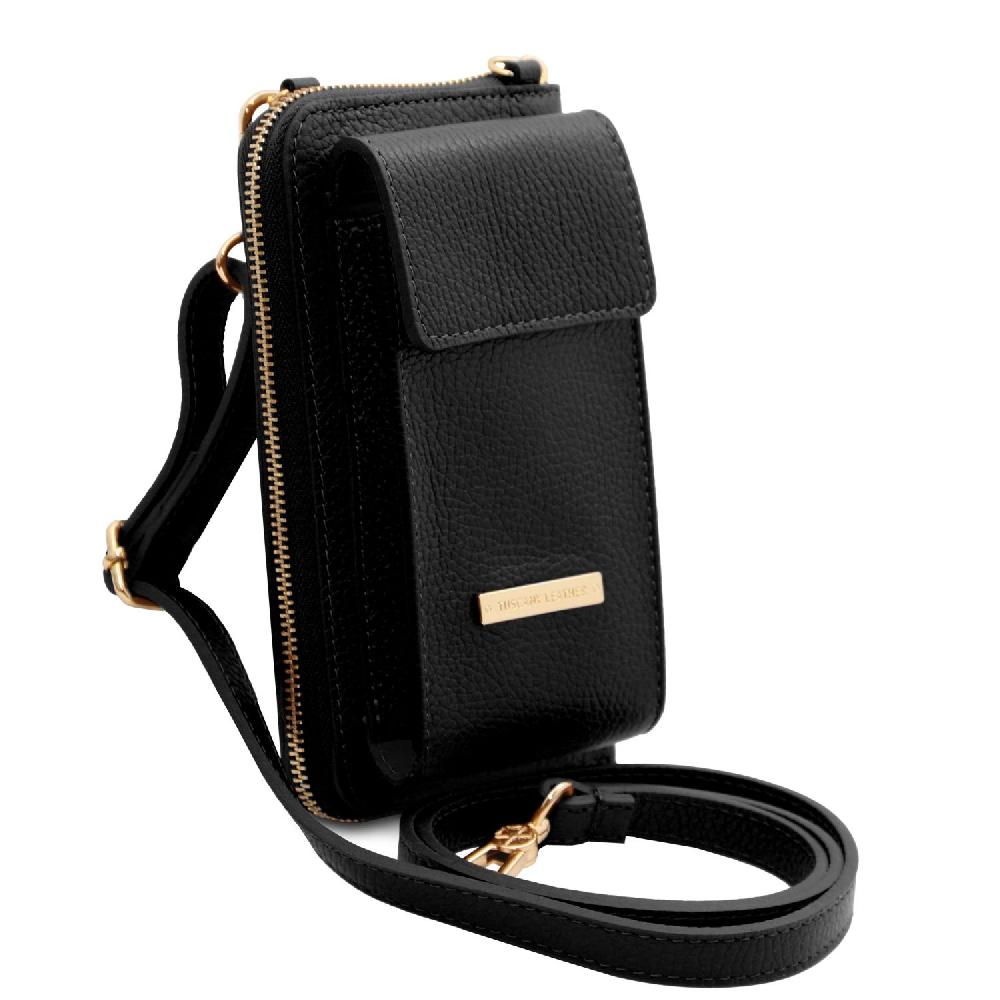 Tuscany Leather Portafoglio/portacellulare in Pelle con Tracolla Qualità