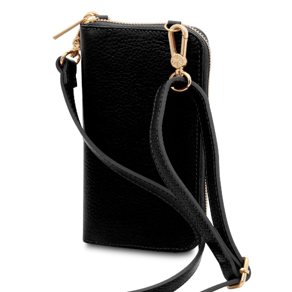 Tuscany Leather Portafoglio/portacellulare in Pelle con Tracolla Qualità