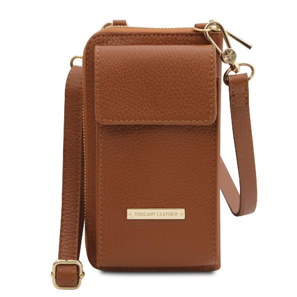 Tuscany Leather Portafoglio/portacellulare in Pelle con Tracolla Vendita