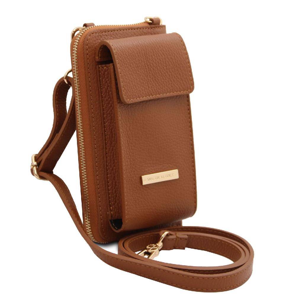 Tuscany Leather Portafoglio/portacellulare in Pelle con Tracolla Vendita