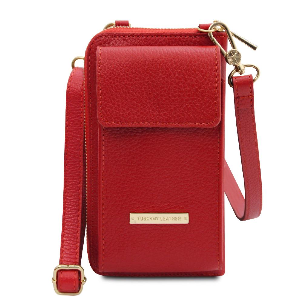 Tuscany Leather Portafoglio/portacellulare in Pelle con Tracolla Promozione