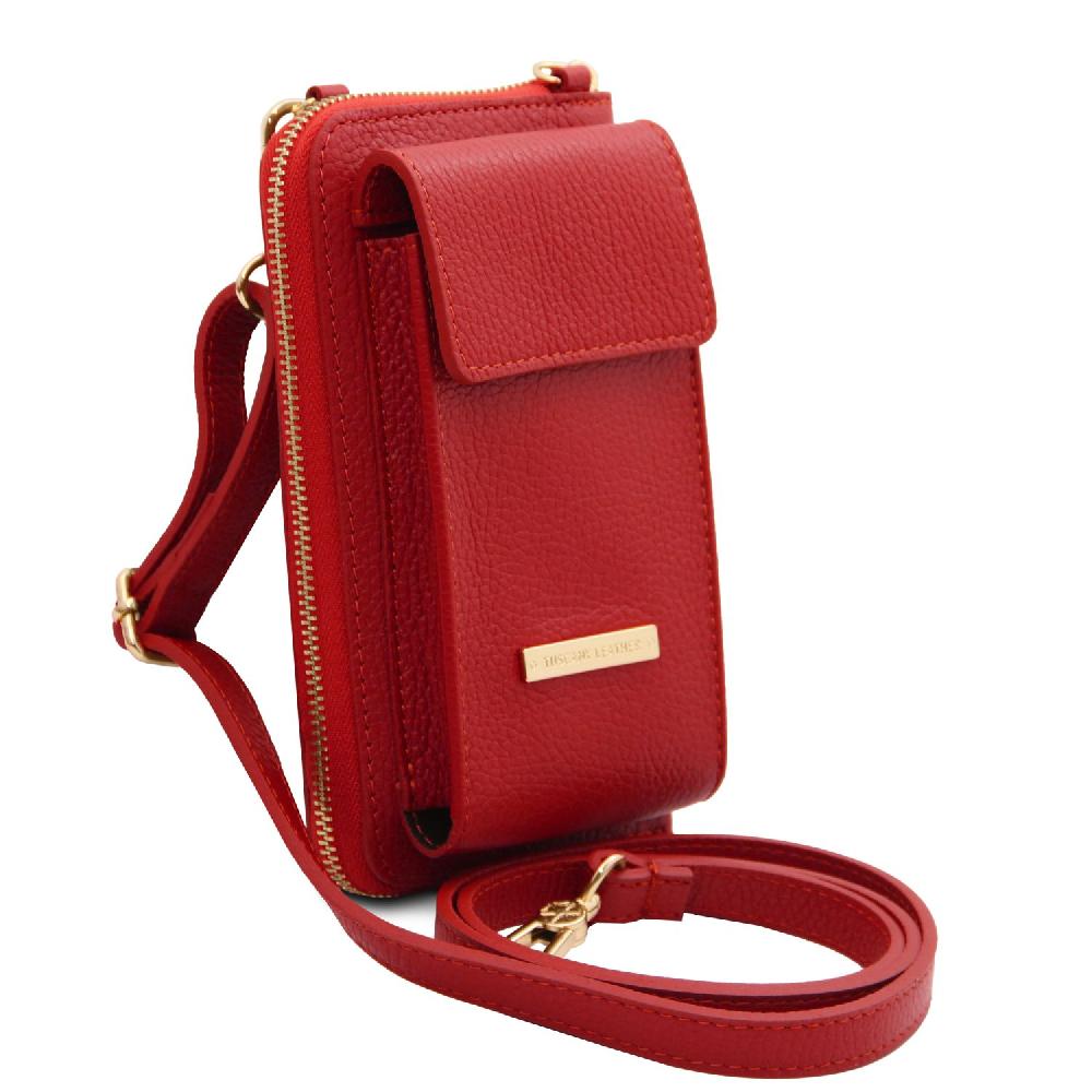Tuscany Leather Portafoglio/portacellulare in Pelle con Tracolla Promozione