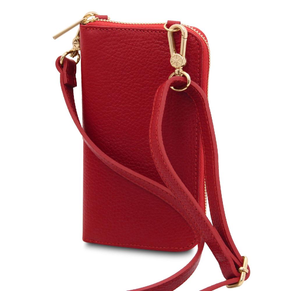 Tuscany Leather Portafoglio/portacellulare in Pelle con Tracolla Promozione