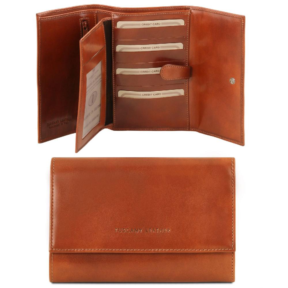 Tuscany Leather Esclusivo Portafogli da Donna in Pelle 4 Ante Economico
