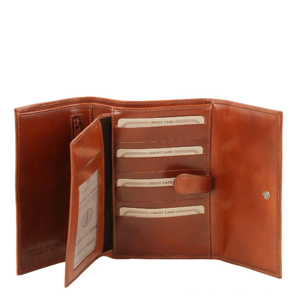 Tuscany Leather Esclusivo Portafogli da Donna in Pelle 4 Ante Economico