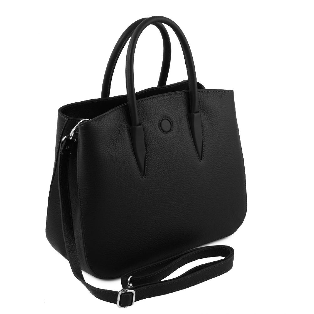 Tuscany Leather Borsa a Mano in Pelle e Portafoglio in Pelle 3 Ante con Portaspiccioli Italia