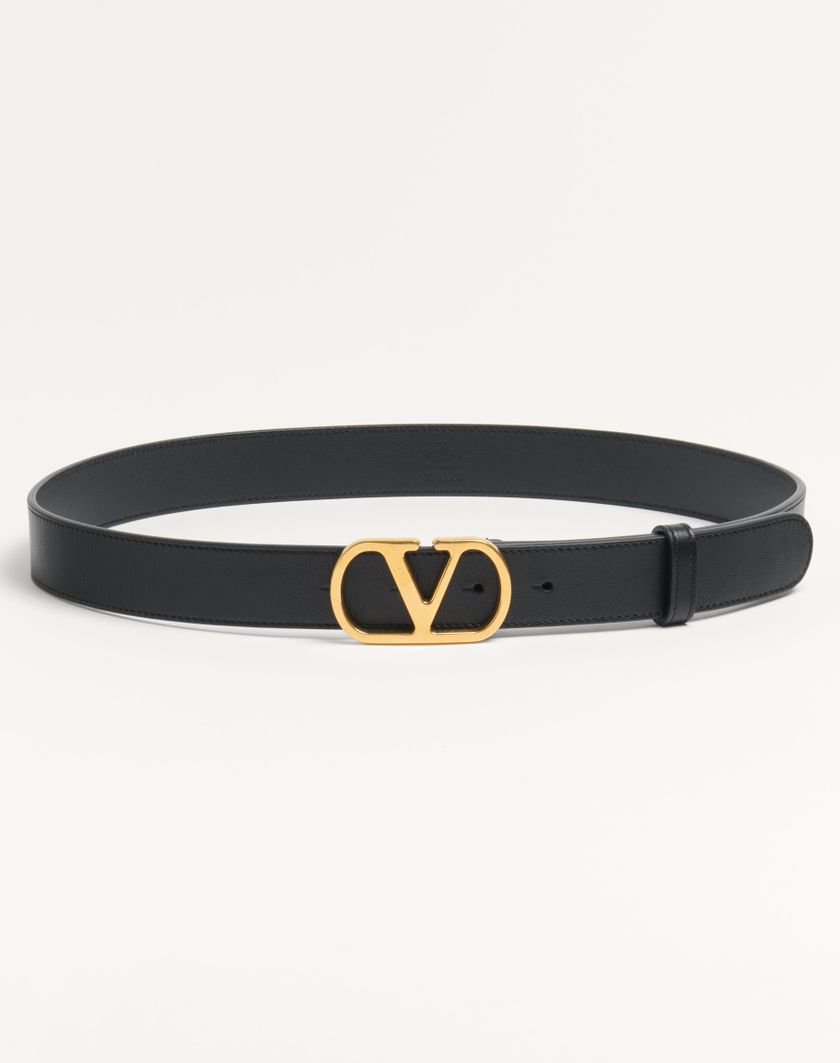 Valentino Handbags Cintura Vlogo Signature In Vitello Lucido 30 Mm per Donna in Nero | Valentino IT