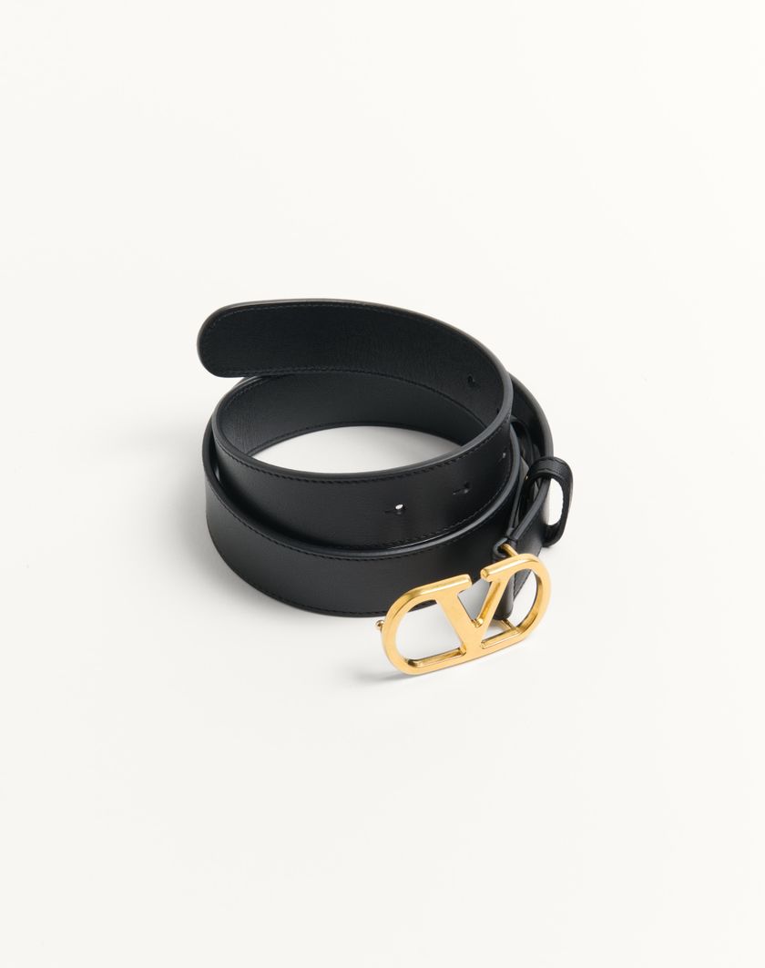 Valentino Handbags Cintura Vlogo Signature In Vitello Lucido 30 Mm per Donna in Nero | Valentino IT Sconto