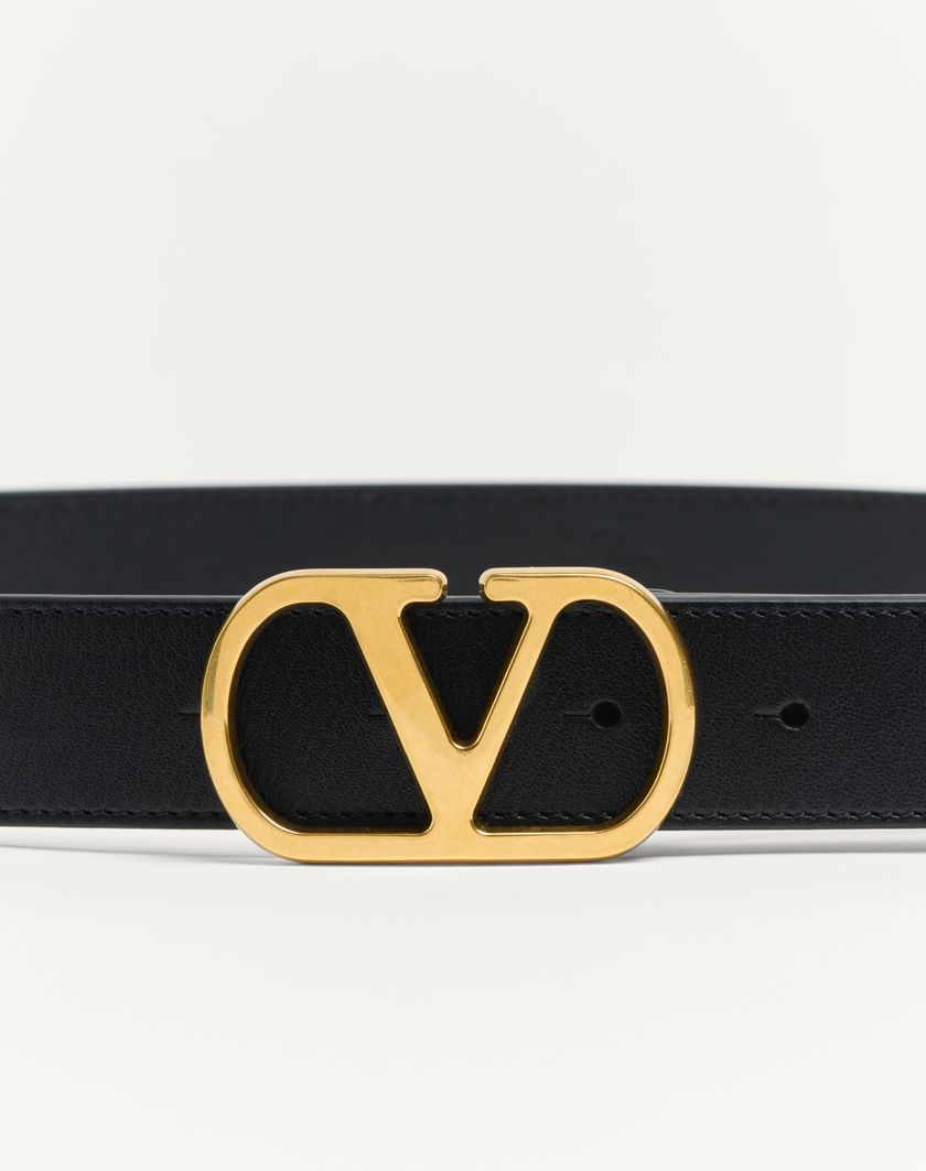 Valentino Handbags Cintura Vlogo Signature In Vitello Lucido 30 Mm per Donna in Nero | Valentino IT Sconto