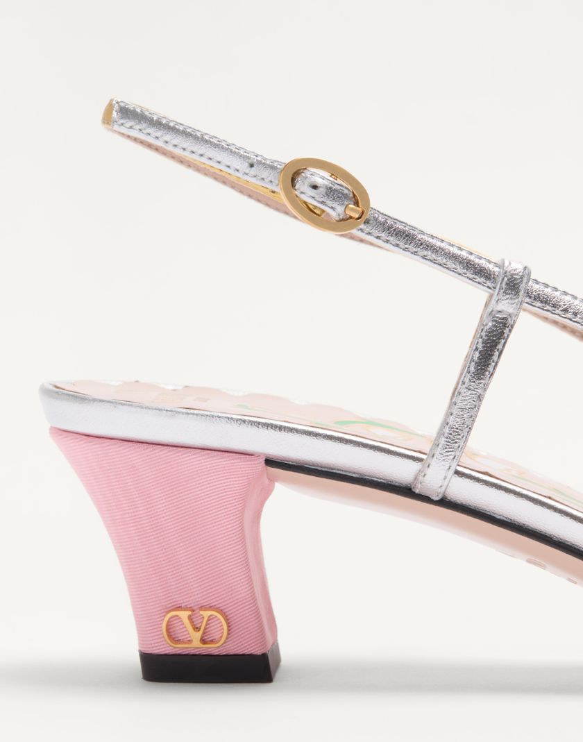 Valentino Handbags Décolleté Slingback Bowow In Tessuto Moirè 45mm per Donna in Nero/silver | Valentino IT Saldi