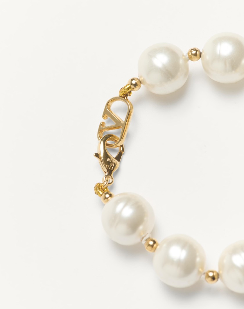 Valentino Handbags Bracciale Coeur Royal In Metallo Smalto Perla E Cristalli Swarovski® per Donna in Multicolor | Valentino IT Vendita Calda