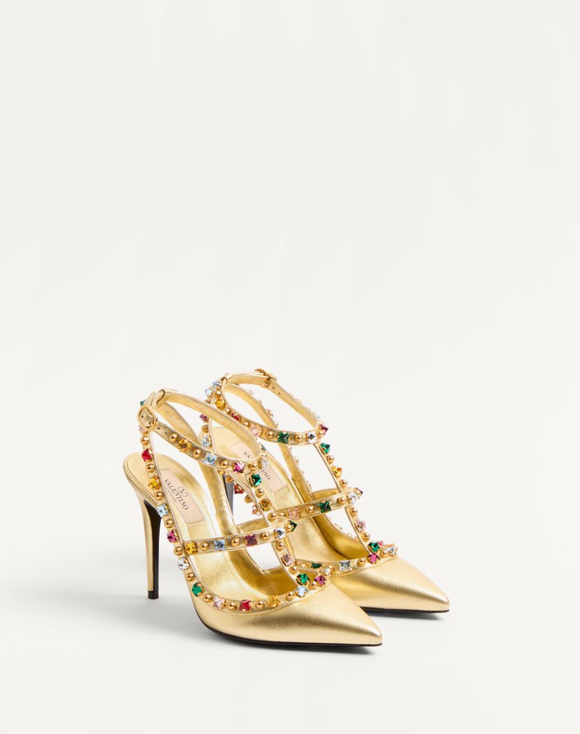 Valentino Handbags Décolleté Rockstud In Nappa Laminata Con Cabochon E Cristalli 100mm per Donna in Multicolor | Valentino IT Vendita Economica