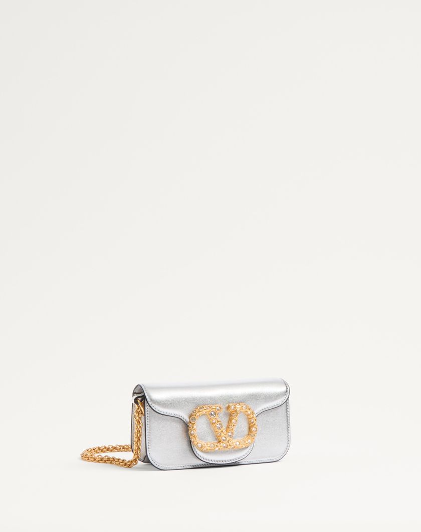 Valentino Handbags Borsa Piccola A Spalla Valentino Garavani Locò In Vitello Laminato Con Logo Gioiello per Donna in Silver/crystal | Valentino IT I Più Venduti