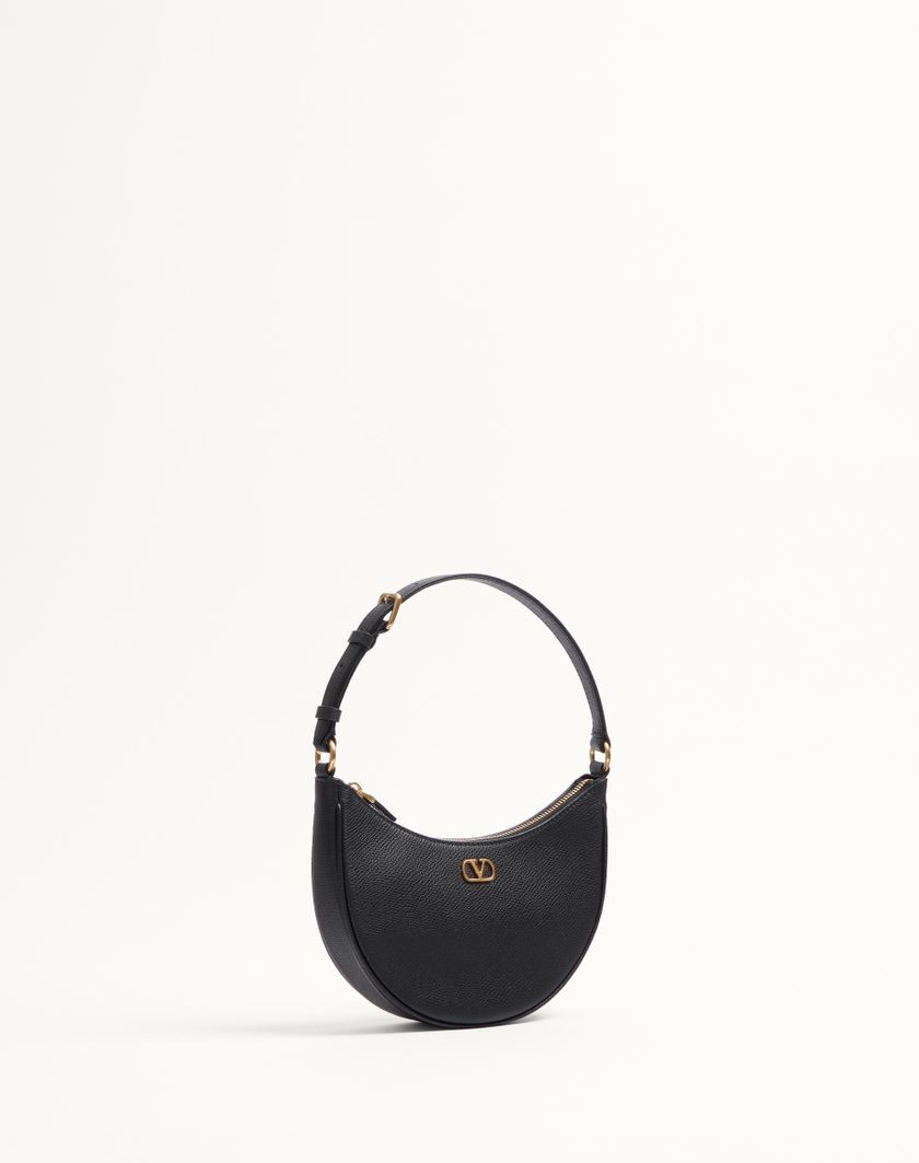 Valentino Handbags Mini Borsa Hobo Vlogo Signature In Vitello Granato per Donna in Nero | Valentino IT Moda
