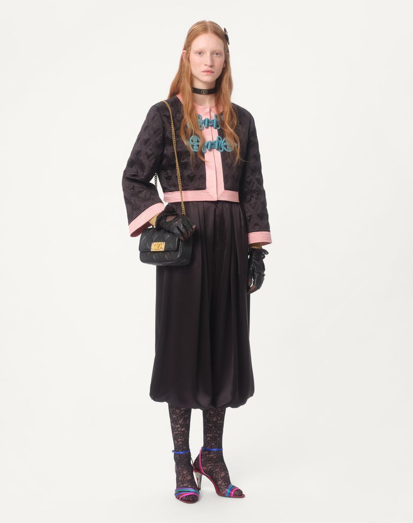 Valentino Handbags Giacca In Doppia Duchesse per Donna in Nero/rosa | Valentino IT Nuovo