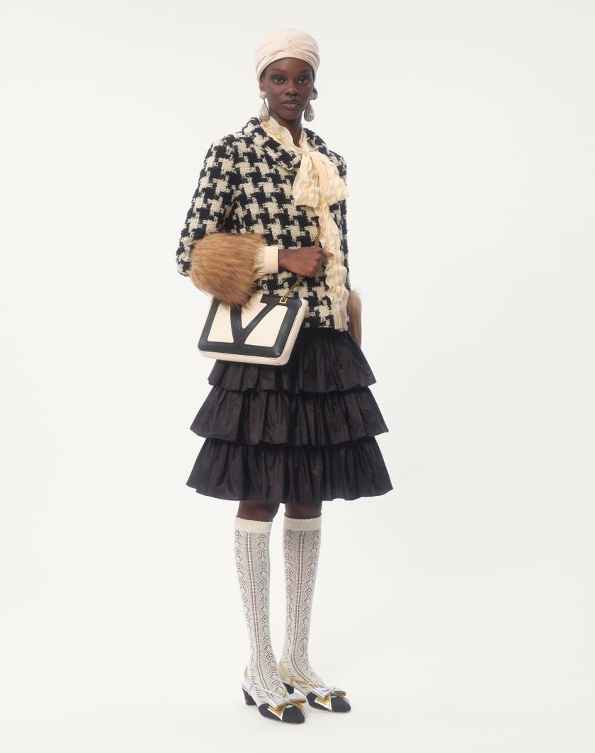 Valentino Handbags Gonna In Taffetas A Balze per Donna in Nero | Valentino IT Qualità