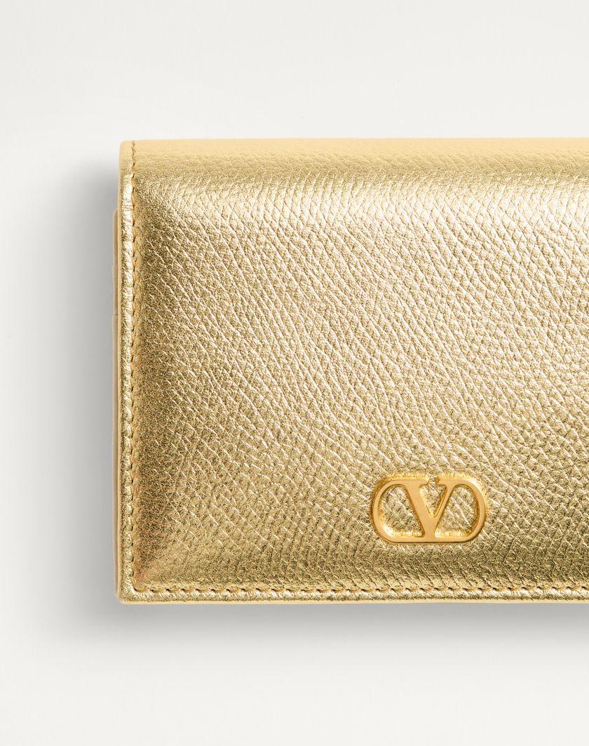 Valentino Handbags Portafoglio Vlogo Signature In Vitello Granato Laminato per Donna in Antique Brass | Valentino IT Consegna Veloce