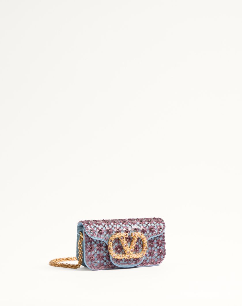 Valentino Handbags Borsa Piccola A Spalla Valentino Garavani Locò Ricamata Con Logo Gioiello per Donna in Ametista/cloudy Blue | Valentino IT Shopping Online