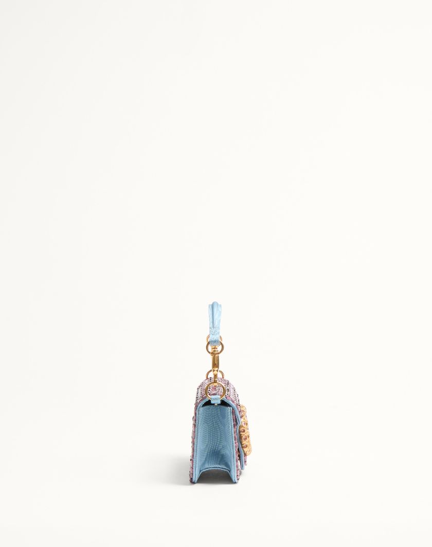 Valentino Handbags Borsa Piccola A Spalla Valentino Garavani Locò Ricamata Con Logo Gioiello per Donna in Ametista/cloudy Blue | Valentino IT Shopping Online