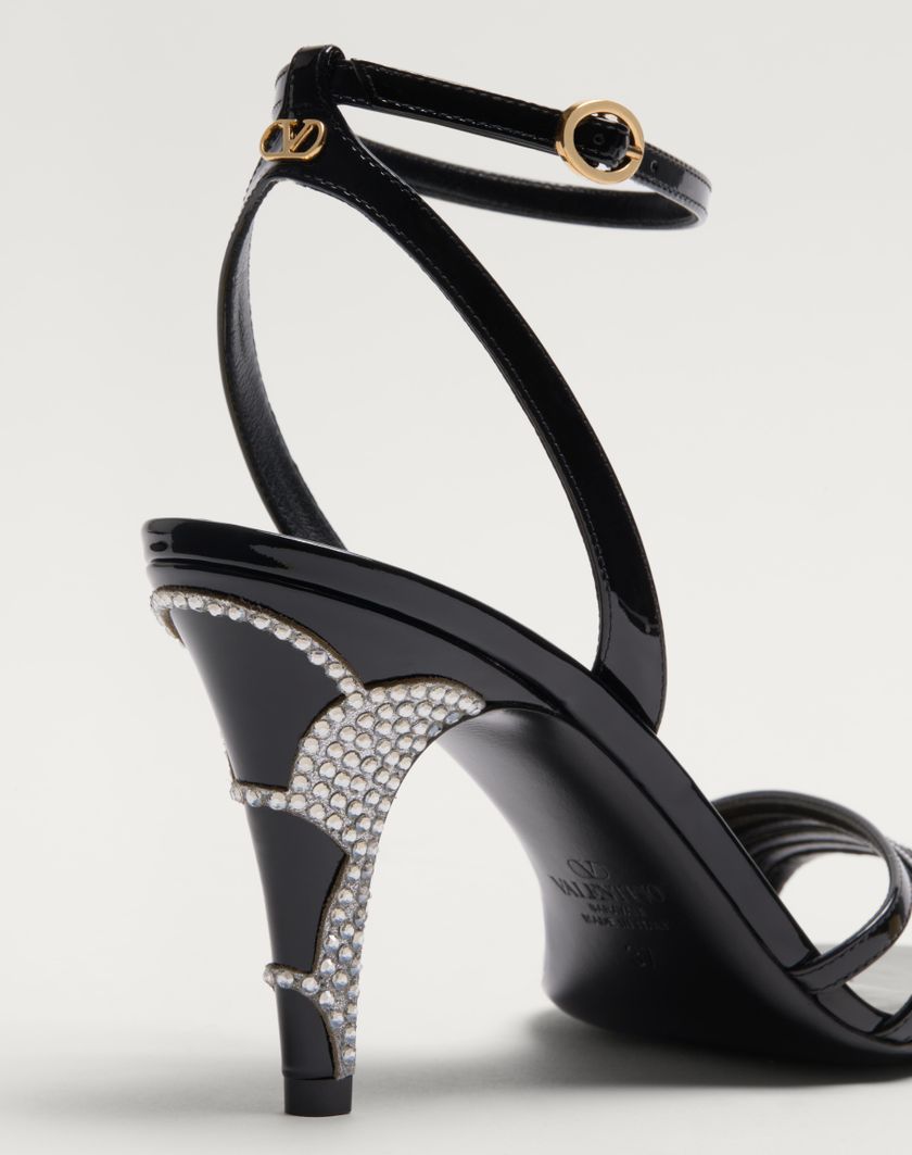 Valentino Handbags Sandalo Ladycrush In Vernice Con Cristalli 85mm per Donna in Nero/silver | Valentino IT Affare Del Giorno