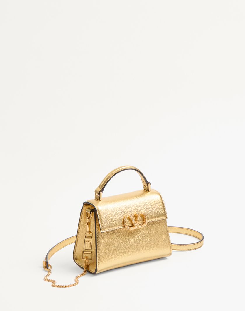 Valentino Handbags Borsa A Mano Mini Valentino Garavani Vsling In Vitello Granato Laminato Con Logo Gioiello per Donna in Antique Brass | Valentino IT Prezzo Ridotto