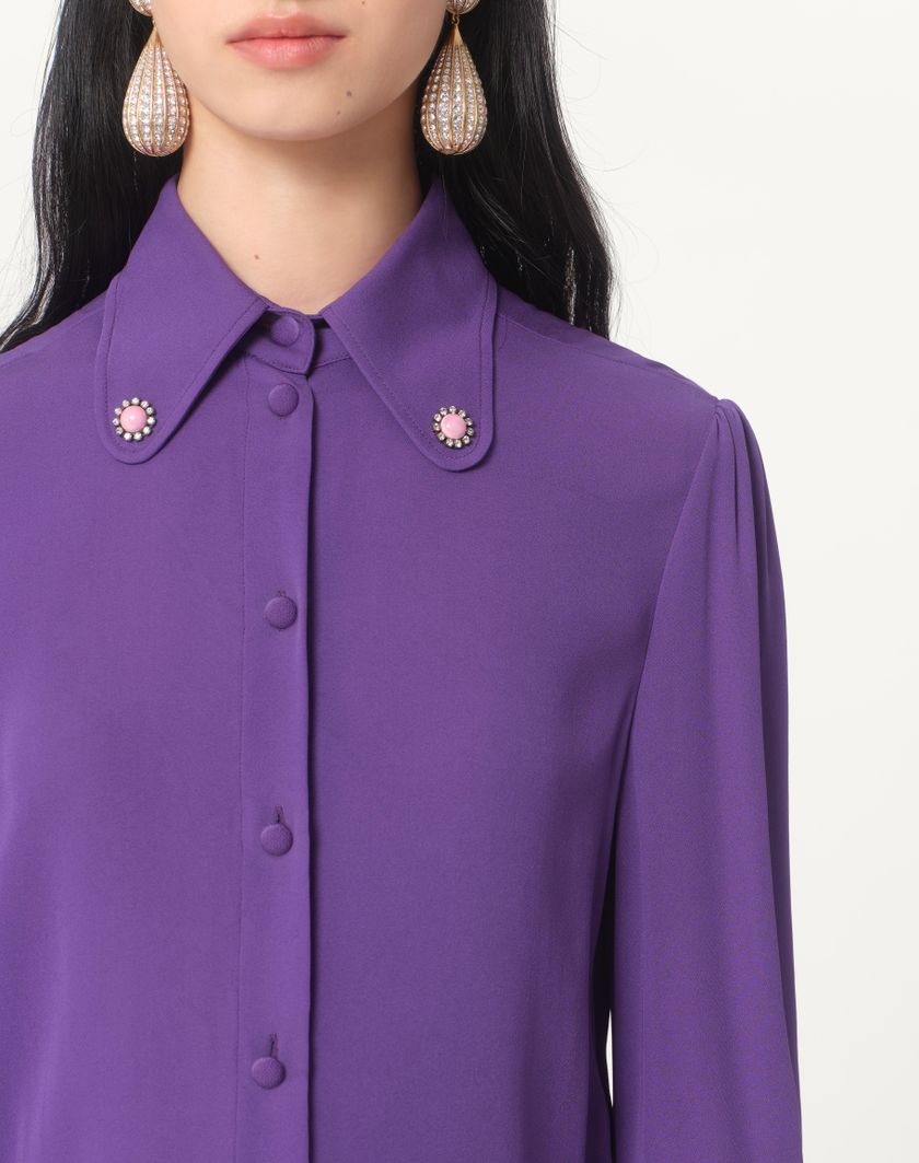 Valentino Handbags Camicia In Georgette per Donna in Violet | Valentino IT Sottocosto