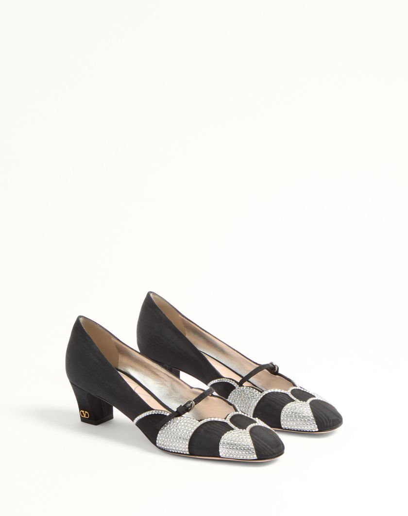 Valentino Handbags Décolleté Bowow In Tessuto Moirè Con Cristalli 45mm per Donna in Nero/silver | Valentino IT Presa