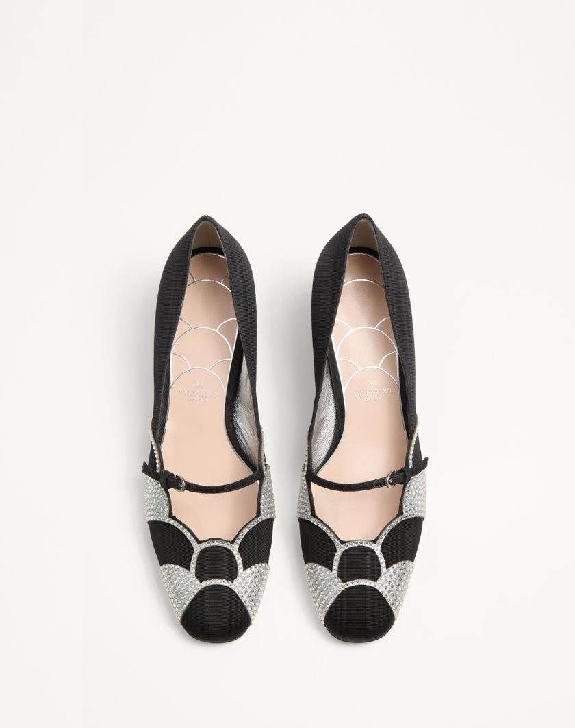 Valentino Handbags Décolleté Bowow In Tessuto Moirè Con Cristalli 45mm per Donna in Nero/silver | Valentino IT Presa