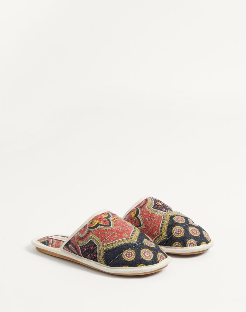 Valentino Handbags Slide Ta Chambre In Tessuto Denim Voyage Imaginaire per Uomo in Multicolor/avorio | Valentino IT Offerte