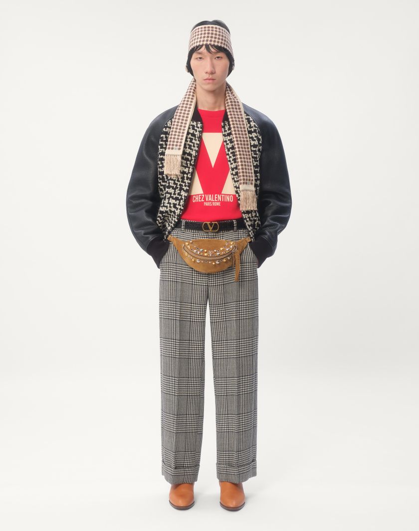 Valentino Handbags Bomber In Tweed Di Lana Con Patch Chez Valentino per Uomo in Avorio/nero | Valentino IT Hotsell