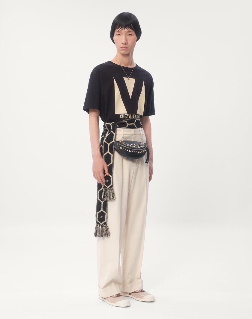 Valentino Handbags T-shirt In Cotone Con Stampa Chez Valentino per Uomo in Rosso | Valentino IT Vendita Calda