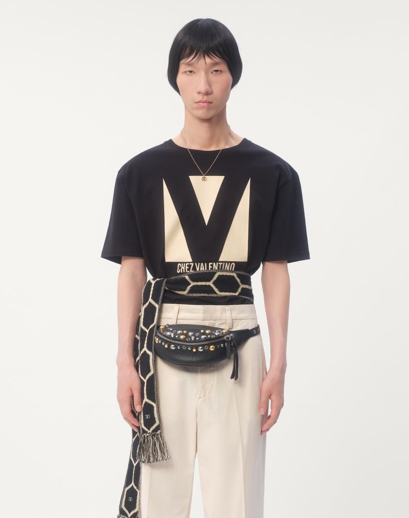 Valentino Handbags T-shirt In Cotone Con Stampa Chez Valentino per Uomo in Rosso | Valentino IT Vendita Calda