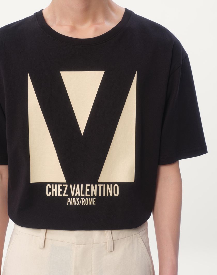 Valentino Handbags T-shirt In Cotone Con Stampa Chez Valentino per Uomo in Rosso | Valentino IT Vendita Calda